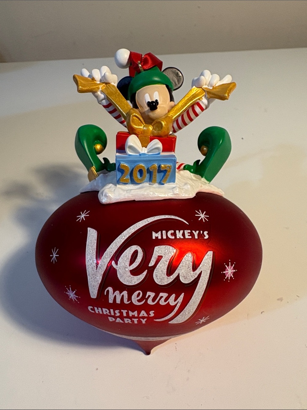 Disney Red and Gold Mickey 2017 Christmas Ornament